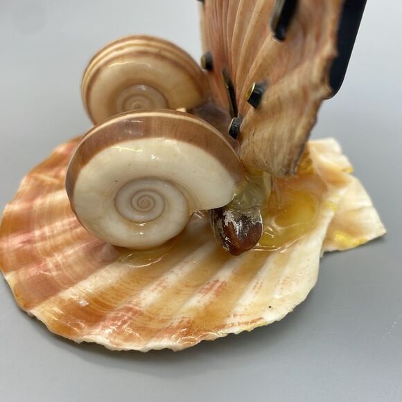 Vintage Owl Shell Art Clock Handmade Kitsch Souvenir 1970s - Picture 9 of 16